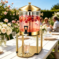 FLEY Edelstahl-Saftspender mit Kuppeldeckel, Zapfhahn und erhöhtem Ständer für Hotel-Frühstücksbuffet, Restaurant und Catering-Service