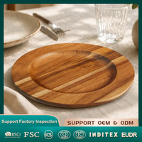 Groothandel Veelzijdig Servies Rond Acacacia Hout Oplader Plaat Voor Diner Gerechten Snack Dessert Salade Vruchten Voor Plaats Instelling