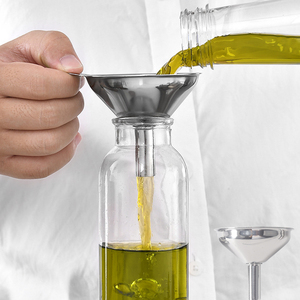 Corong dapur corong baja tahan karat ukuran sedang kecil untuk botol pengisi dengan sikat pembersih - Product Image 5