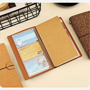 Custom Printing Handmade Leather Pocket <b>Journal</b> Lined Blank Cork Diary Travelers Insert Binding Refillable Notebook 100 Sheets - Product Image 3