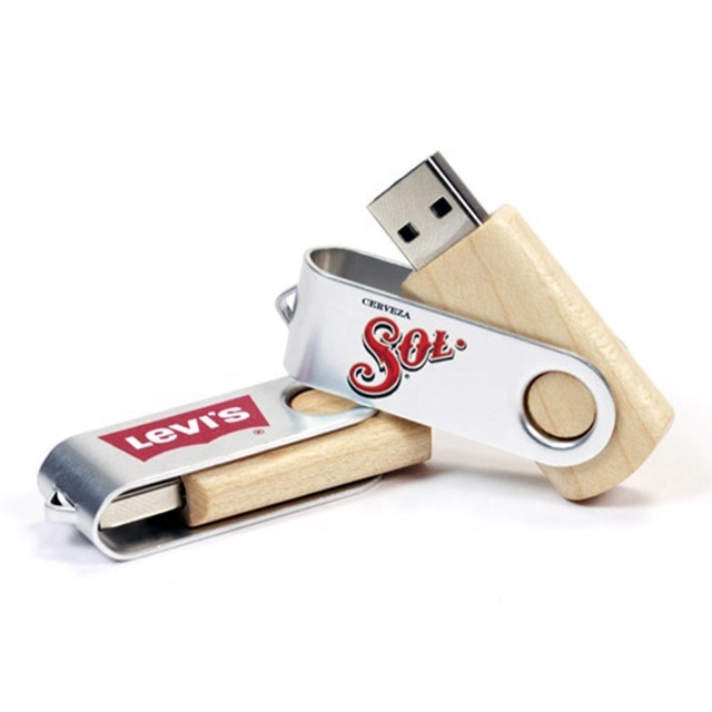 Aiaude Best Sell Products 2024 Swivel Wooden Usb Flash Drive Usb Key Wood Usb Flash Wood 1GB 2GB 4GB 8GB 16GB 32GB 64GB 128GB