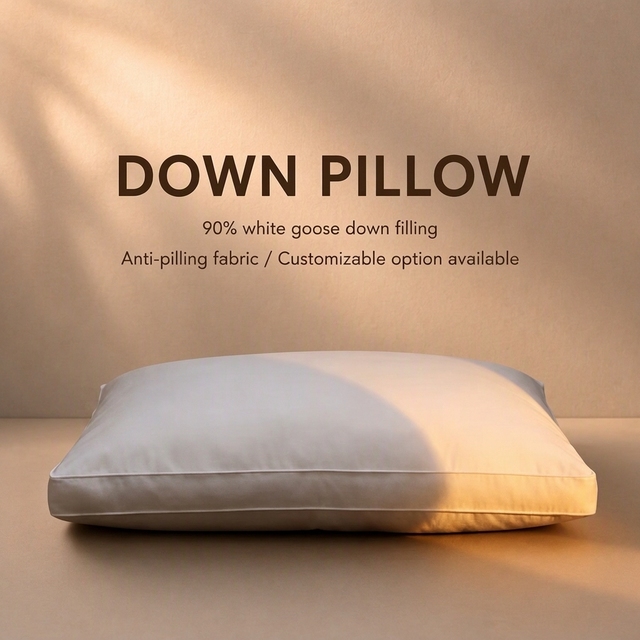 Luxury Hotel Collection White Goose Down Pillow High Density Cotton Shell Soft Neck Support Bedding Sleeping Pillow Wholesale