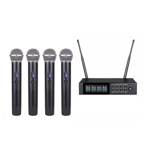 Factory Price ID Locked Adjustable Frequency 4-Channel UHF <b>Wireless</b> Microphone XLR Connection Noise Cancelling Lightweight - Product Image 1