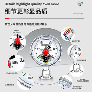 Manomètre de pression hygiénique à diaphragme à contact électrique de précision YNXCTP100BF-1 pour la transformation alimentaire - Product Image 2