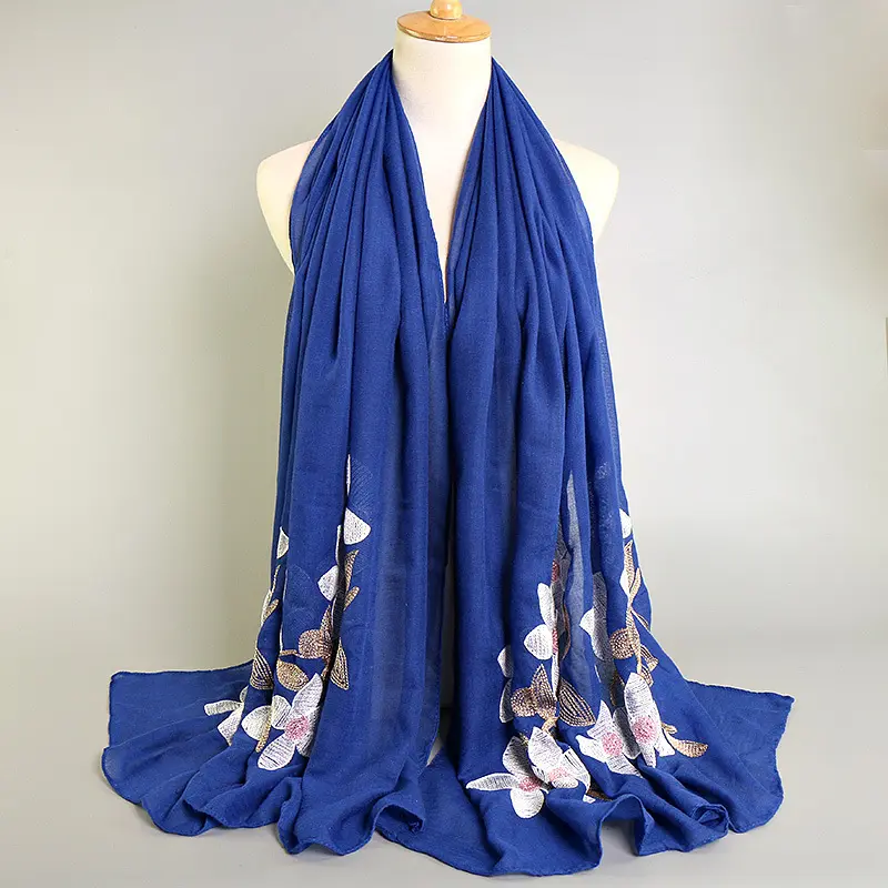 Оптовая продажа, популярный небольшой продолговатый жоржет Fennysun 50x160 см из полиэстера с большими цветами, в наличии, хиджаб с принтом Miss