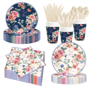 DAMAI 2025 Nuevo Juego de Vajilla Elegante con Diseño Floral, Incluye Platos, Servilletas y Tazas para Fiestas de Té, Baby Shower, Sirve para 8 Personas - Product Image 1