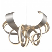 Lustre rectangulaire contemporain en aluminium brossé motif tulipe, LED 120W avec hauteur réglable et commande sans fil pour salle à manger