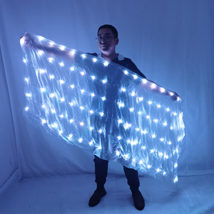 Veli <span class=keywords><strong>LED</strong></span> Luminosi in Seta per Danza del Ventre, Accessori per Spettacoli con Veli Rettangolari Multicolore - Product Image 3
