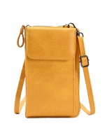 Sac à Téléphone Portable en Cuir PU avec Fermeture Éclair et Bouton, Couleur Unie, Pochette Bandoulière Multifonctionnelle pour Femme, Grande Capacité
