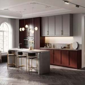 Offre directe du fabricant, armoires de cuisine modernes de style noir laqué, armoires de cuisine en bois personnalisées - Product Image 4