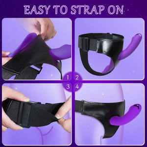 <strong>Wearable</strong> Double Vibrators with Remote Control for Women Lesbian Couples USB Rechargeable <strong>Harness</strong> Strap-On G-Spot Dildos Sex Toys - Product Image 4