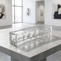 Brique de verre courbée longue et élaborée à la main, effet fusion, pour mur-rideau architectural décoratif, design de salon d'hôtel