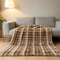 Nouvelle arrivée, couverture en tricot à texture bulle, fausse fourrure de lapin, écologique, luxueuse, chaude, pour lit, canapé, couverture d'hiver