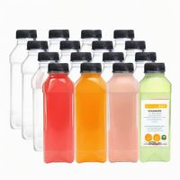 Bouteille de jus en plastique carrée vide de 16 oz avec logo personnalisé, PET 500 ml, bouchon à vis pour thé et soda