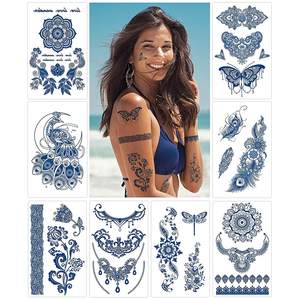 Autocollant temporaire de tatouage de fleur de lotus pour femme Pochoir pour le corps au henné pour hommes Vagin à base de plantes Jus de fruits Autocollants personnalisés semi permanents - Product Image 5