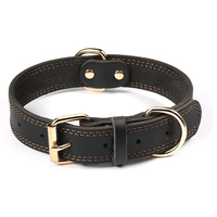 Collier pour chien en cuir véritable personnalisé économique avec boucle, style simple, rembourré, doublure en fourrure, motif uni, IPeti