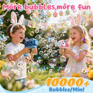 ปืนยิงฟองสบู่รูปกระต่าย BJQ OEM แพ็ค 2 ชิ้น สำหรับเด็กเล็ก ยิงฟองเร็ว 10,000+ ครั้งต่อนาที ป้องกันการรั่วซึม พร้อมไฟ LED ของเล่นสำหรับกลางแจ้ง ใส่ตะกร้าอีสเตอร์ได้ - Product Image 2