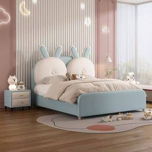 <span class=keywords><strong>Letto</strong></span> per Bambini Moderno in Stile Francese <span class=keywords><strong>con</strong></span> Design Semplice e Testiera Imbottita, <span class=keywords><strong>con</strong></span> Vano Contenitore - Product Image 2