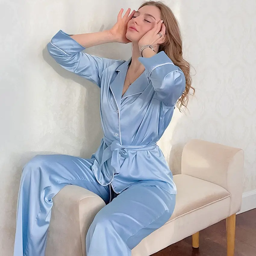 Fabrikant Unisex Custom Pyjama Voor Paar Heren Nachtkleding Sets Bamboe Kleding Viscose Zijden Pyjama Kleding Set
