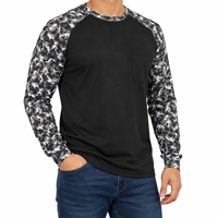 Chemise de travail à manches longues avec manches raglan camouflage, couleur personnalisée, poche poitrine, pour la construction et l'industrie