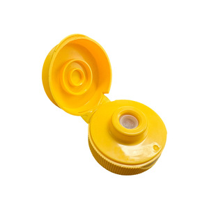 Flip Top <b>Plastic</b> <b>Cap</b> with Yellow One Way Valve for Gym Sports Water Bottles - Product Image 5