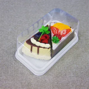 Kingwin kotak kue Bento transparan persegi panjang segitiga plastik daur ulang dapat disesuaikan dengan tutup hewan peliharaan untuk toko makanan penutup