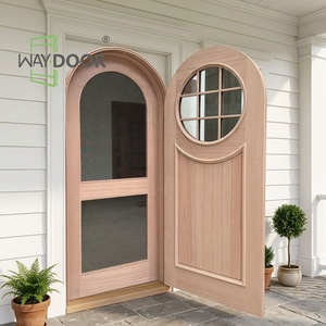 <span class=keywords><strong>Porte</strong></span> d'entrée sur mesure en <span class=keywords><strong>bois</strong></span> de mahogany africain massif teinté, avec insert en verre arqué à double battant et moustiquaire intégrée - Product Image 2