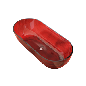 Bañera de Superficie Sólida Personalizada con Bañeras de Resina de Piedra de 1.75M para Proveedor de Bañeras Ovaladas Independientes Modernas de Color Rojo Transparente - Product Image 4