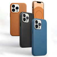 Coque Magnétique Antichoc pour iPhone 15 Pro Max, Compatible avec la Recharge Sans Fil, en Cuir PU Magnétique, pour iPhone 17 16 14 Pro Max