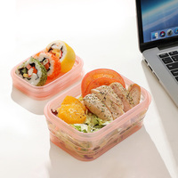 Boîte à lunch pliable en silicone, ensemble de 3 tailles, conteneur de stockage alimentaire en silicone platine pour la préparation des repas
