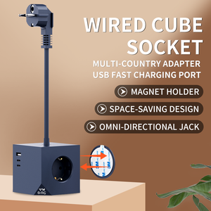 3 Outlets EU Coloful Power Strip KC GS Cube Europe Standard Multi <b>Plug</b> Power Socket with 1 <b>USB</b> and 2 Type <b>C</b> Ports PD20W Socket - Product Image 1