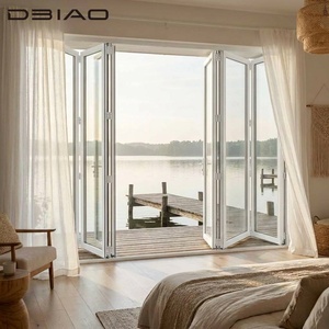Porta Pieghevole in Alluminio Bianco con Vetro Temperato, Sistema a <span class=keywords><strong>4</strong></span> Pannelli, Design Moderno, Impermeabile per Uso Esterno in Villa e Terrazza - Product Image 4