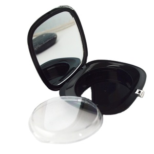 Glossy Black Round Shape Single 63mm Pan <strong>Powder</strong> <strong>Compact</strong> With Bounce Button Closure - Product Image 1