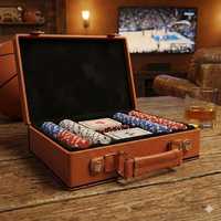 OEM ODM Personalisiertes ABS-Sport-Pokerset für Trauzeugen Basketball- & Football-Geschenke Individuell Lasergraviertes Spieleabend-Geschenk CN