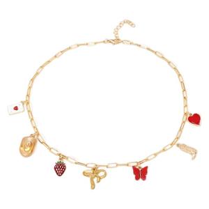 Bijoux <span class=keywords><strong>de</strong></span> mode Collier Mignon Martin Bottes Or Papillon Fraise Denim Chapeau Style Unique Pendentif Charmes Cadeaux - Product Image 5