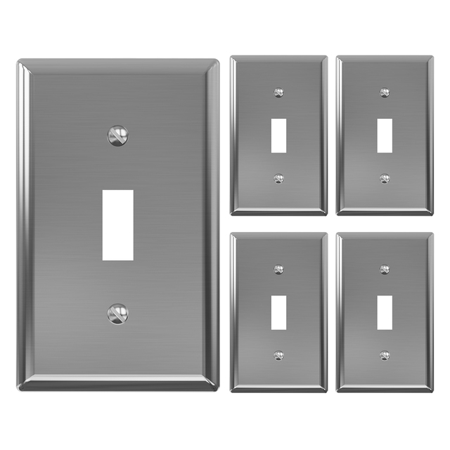 ELEGRP Toggle Light Switch Stainless Steel Wall Plate, 1-Gang Metal Switch Cover, Standard Size Toggle Switch Covers