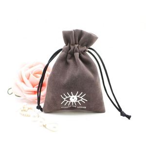 Pochette à bijoux en velours avec cordon de serrage pour collier, bracelet, boucles d'oreilles, montre, pierres précieuses, bagues - Sac cadeau promotionnel avec logo personnalisé - Product Image 2