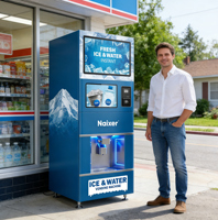 Distributeur automatique d'eau et de glace commercial, machine à glace automatique pour les entreprises, écran tactile en libre-service 24h/24 et 7j/7