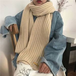 Bufanda Larga Tejida de Color Sólido Cálida al por Mayor para Mujer, Bufandas de Invierno con Etiqueta Personalizada - Product Image 1