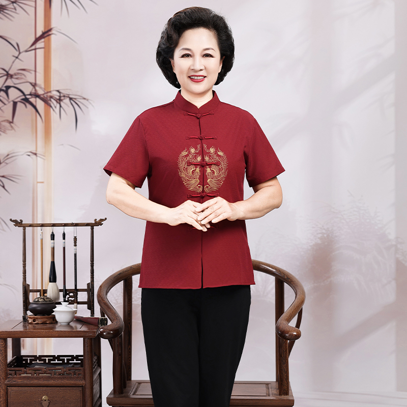 Top femme bordeaux à manches courtes