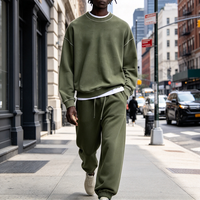 Ensemble de survêtement vintage personnalisé pour homme, col rond, en molleton épais, 2 pièces, sweat-shirt oversize et pantalon de jogging