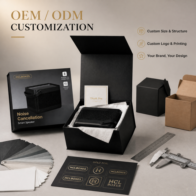 Custom Luxury Rigid Paper Gift Box for Smart Bluetooth Speaker Custom Logo Print Recyclable Cardboard Box Electronics Packaging
