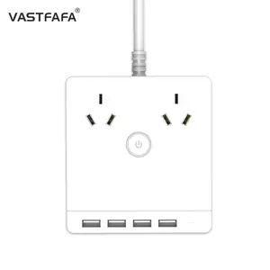 Vastfafa US EU AU Plug personalizado 4 tomadas de extensão USB tipo-c, tira de energia elétrica de segurança, tomadas multifuncionais AC