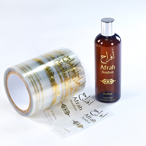 Factory Custom Transparent PET Gold Foil Cosmetic <b>Labels</b>, High Quality <b>Waterproof</b> Oil & Scratch Resistant Adhesive Stickers - Product Image 4