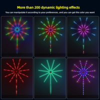 Casa de luces LED de fuegos artificiales inteligentes RGBIC para decoración de fiesta de Navidad de jardín con aplicación remota decoraciones sincronizadas de música colorida