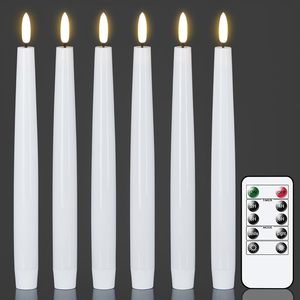 3D Real Flame <b>Paraffin</b> Wax 5 Hours Timer Green LED Taper Candle Home Decoration 10 Key Remote Control Weddings Birthdays - Product Image 1