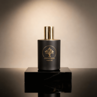 Nouveaux flacons de parfum en verre sans plomb, écologiques et recyclables, noirs, cylindriques, 30/50/100 ml, avec vaporisateur, diffuseur à bâtonnets, logo personnalisé, impression soyeuse