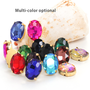 Perceuse à griffes ovale Xichuan avec perceuse strass en cristal de fond d'or Pointback pour bijoux - Product Image 3