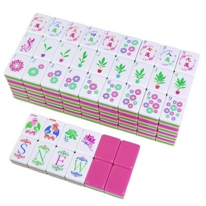 Juego de Mahjong Americano de Cuatro Capas, Color Rojo Rosa, Doble Tigre, Mahjong Acrílico Portátil para Extranjeros - Product Image 3