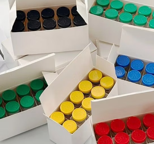 Flacons en verre transparents stériles non étiquetés avec bouchons sertis multicolores pour poudre lyophilisée, cosmétiques et laboratoire (petits formats) - Product Image 1